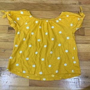 Yellow Top with White Polka Dots